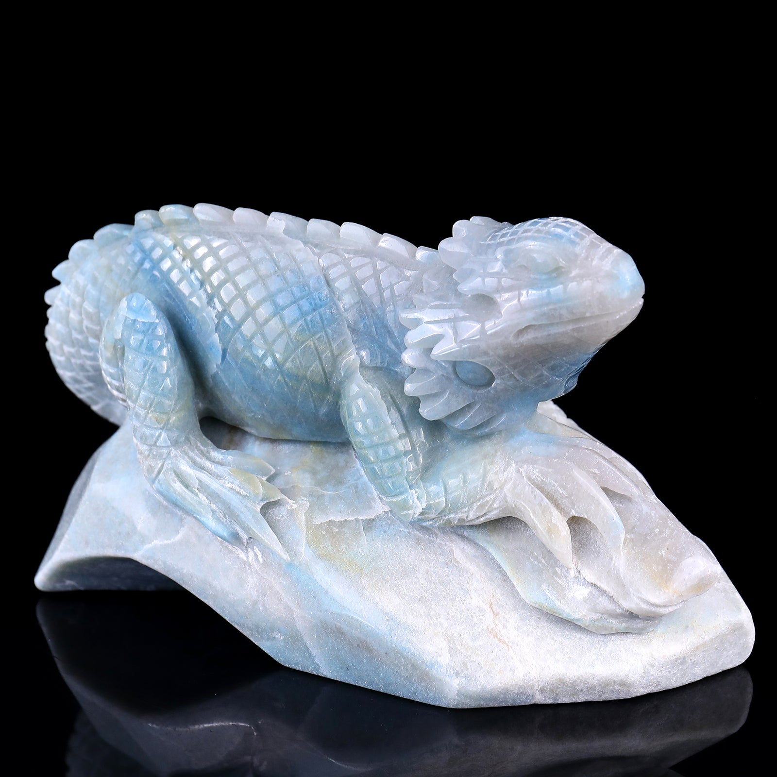 6.5" Amazonite Hand Carved Crystal Lizard Sculpture Crystallumi