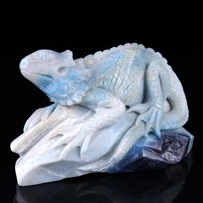 6.5" Amazonite Hand Carved Crystal Lizard Sculpture Crystallumi