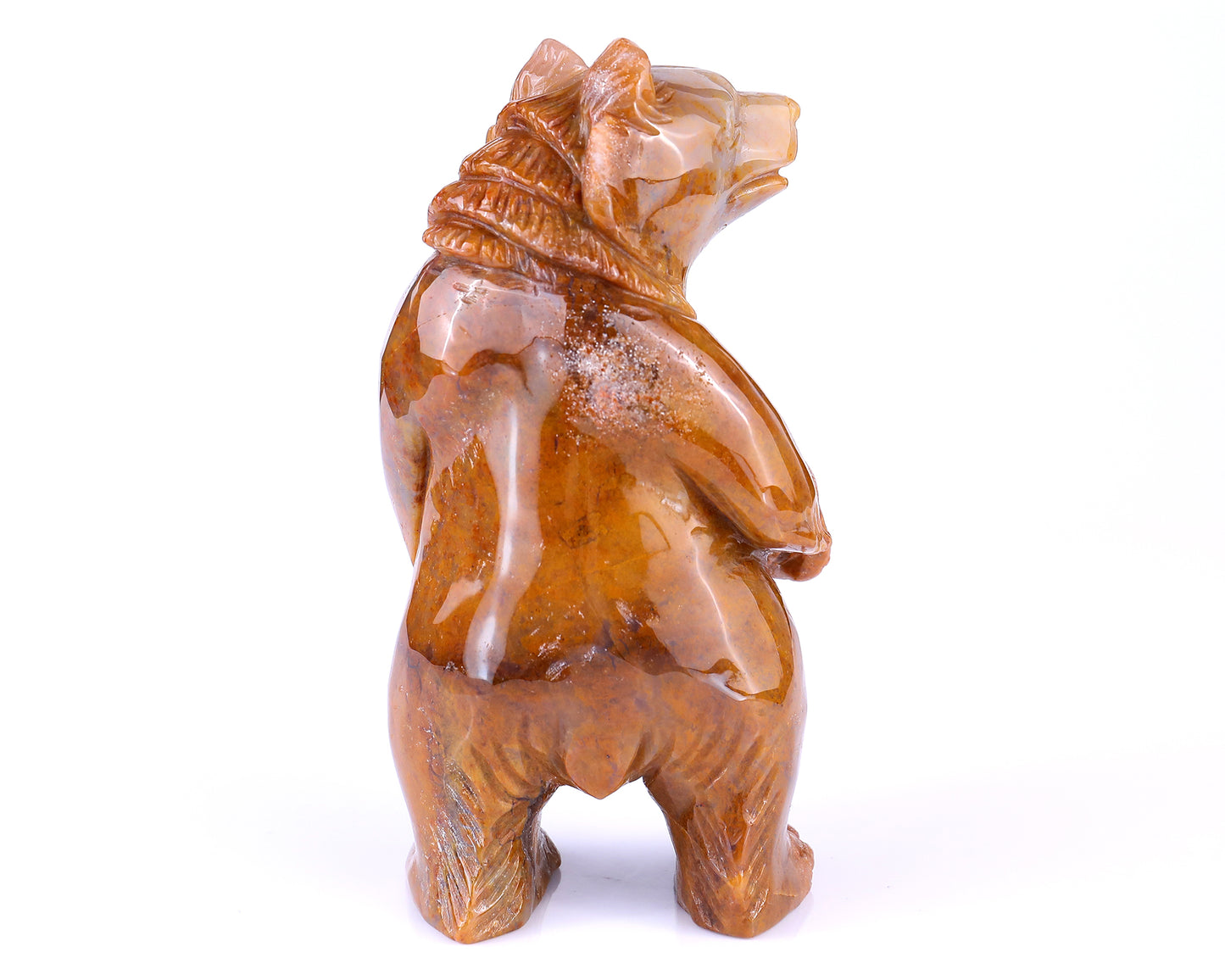 6.5" Chalcedony Hand Carved Crystal Bear Sculpture Crystallumi