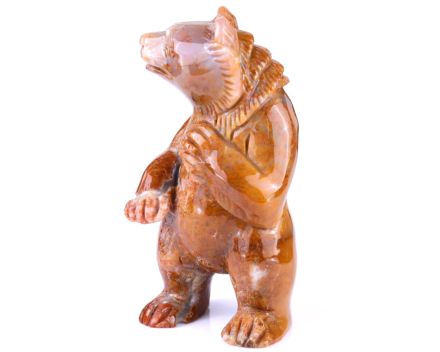 6.5" Chalcedony Hand Carved Crystal Bear Sculpture Crystallumi