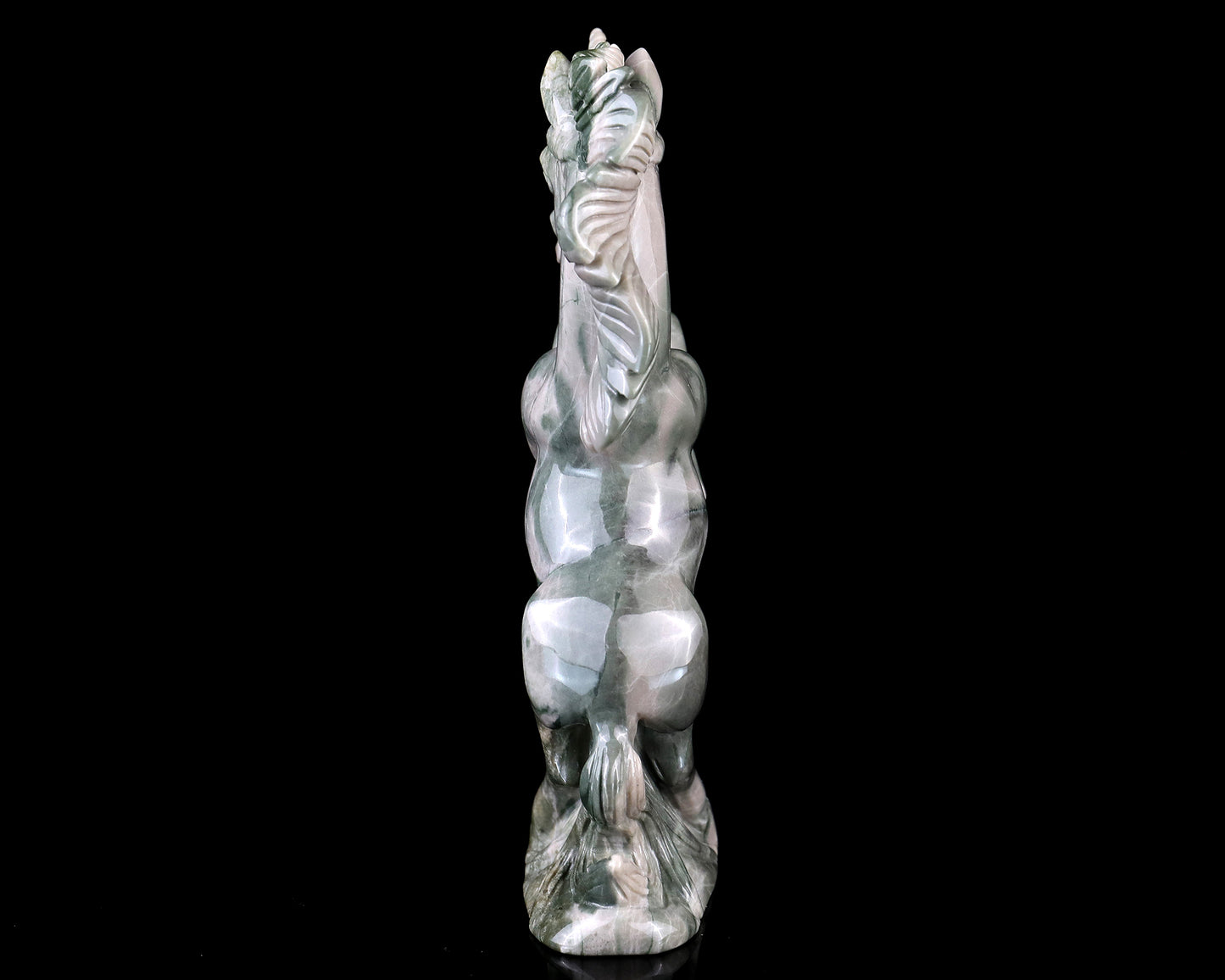 6.5" Jiulong Jade Hand Carved Crystal Unicorn Sculpture Crystallumi