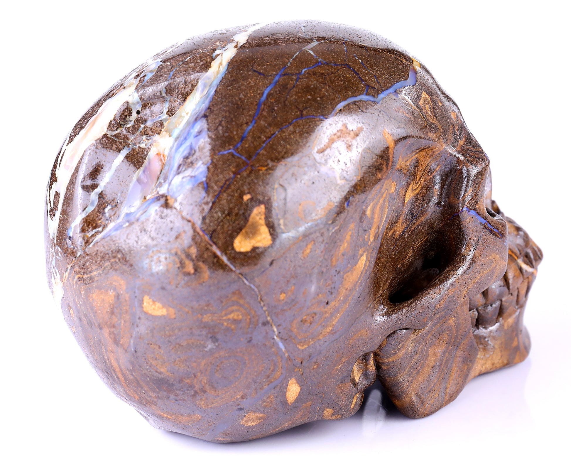 6.5" Opal Hand Carved Crystal Realistic Skull Sculpture Crystallumi