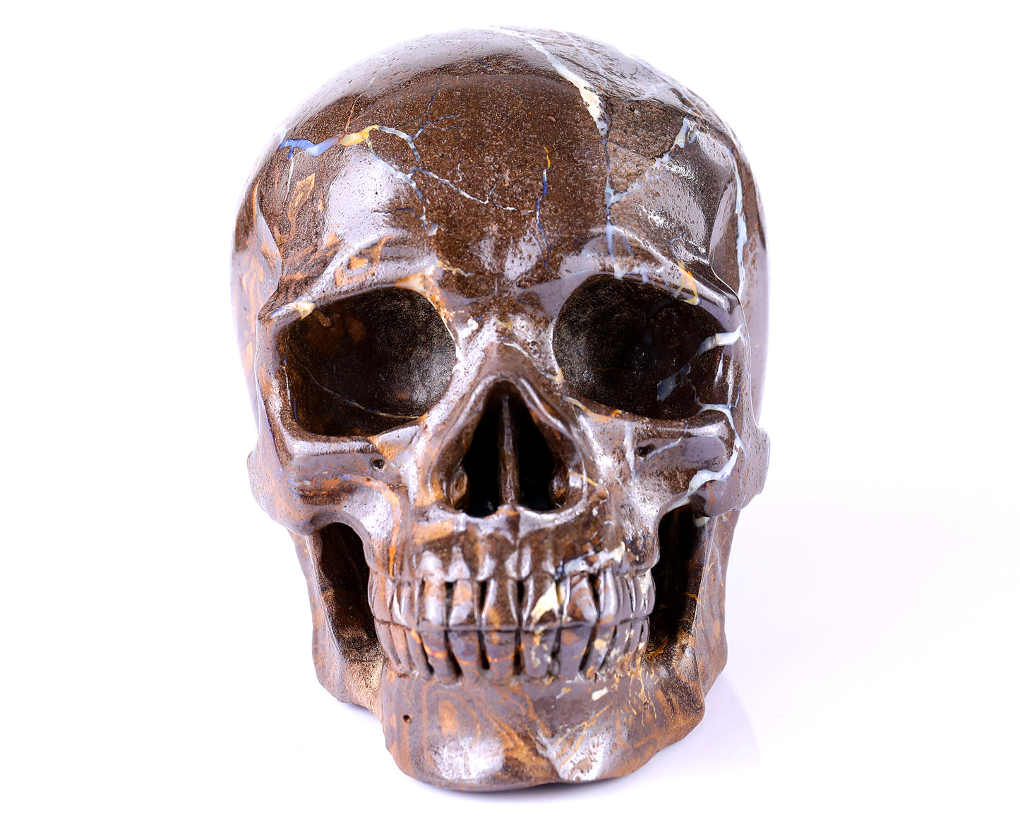 6.5" Opal Hand Carved Crystal Realistic Skull Sculpture Crystallumi