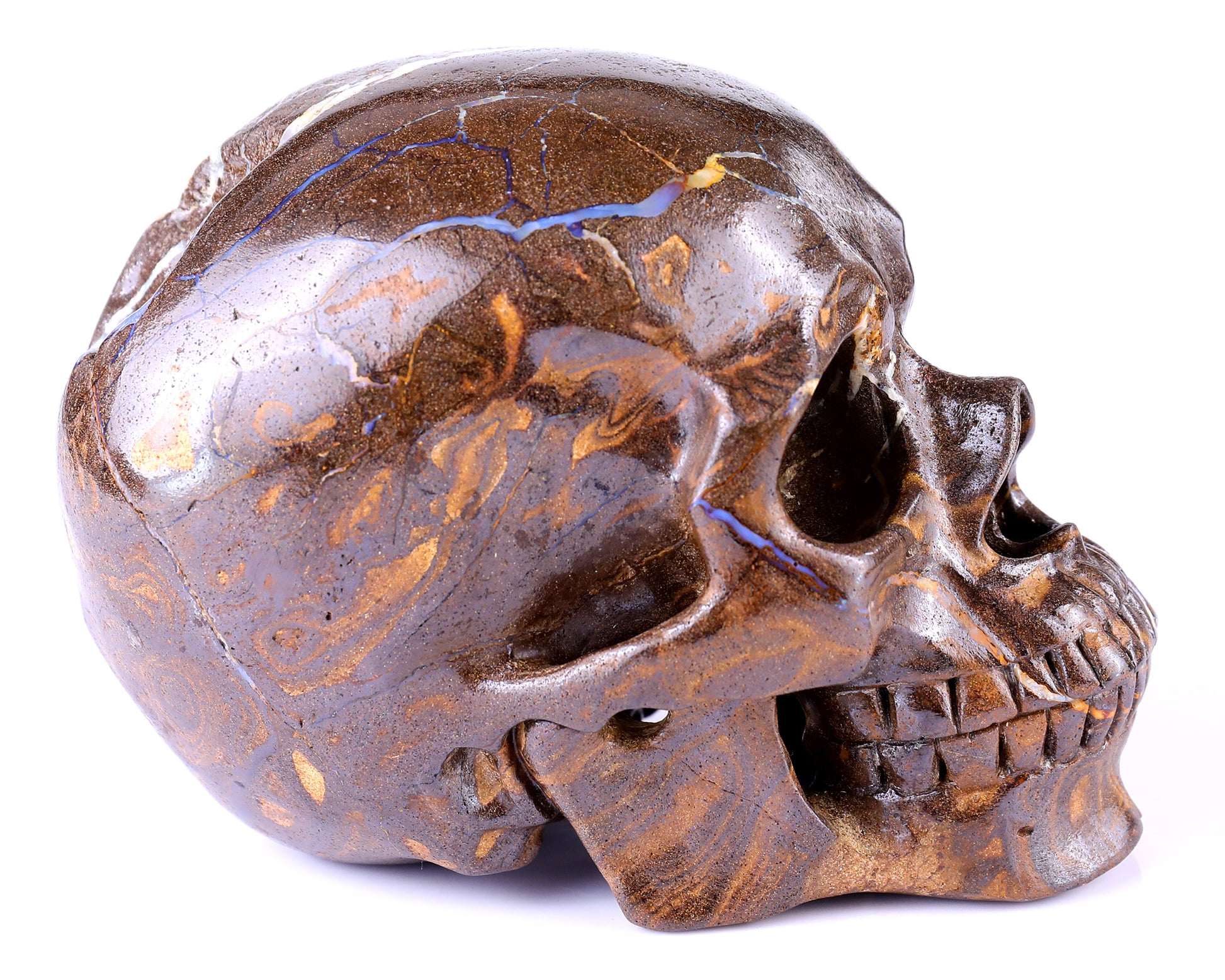 6.5" Opal Hand Carved Crystal Realistic Skull Sculpture Crystallumi