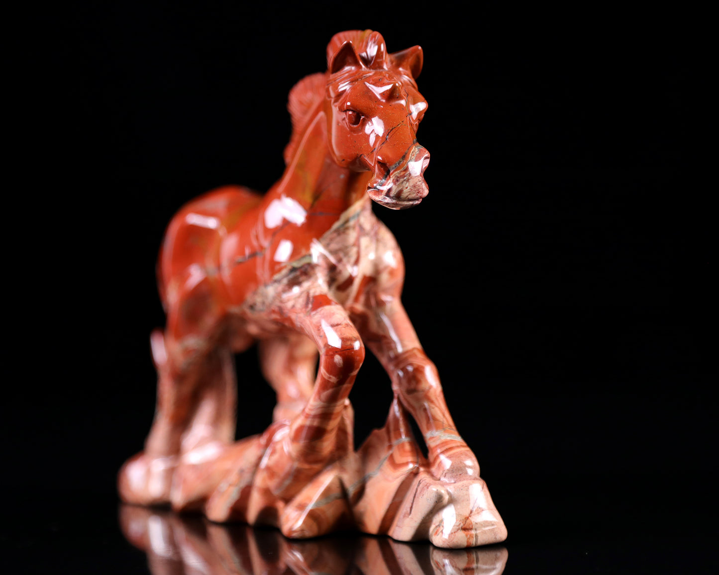 6.5" Red Jasper Hand Carved Crystal Horse Sculpture Crystallumi