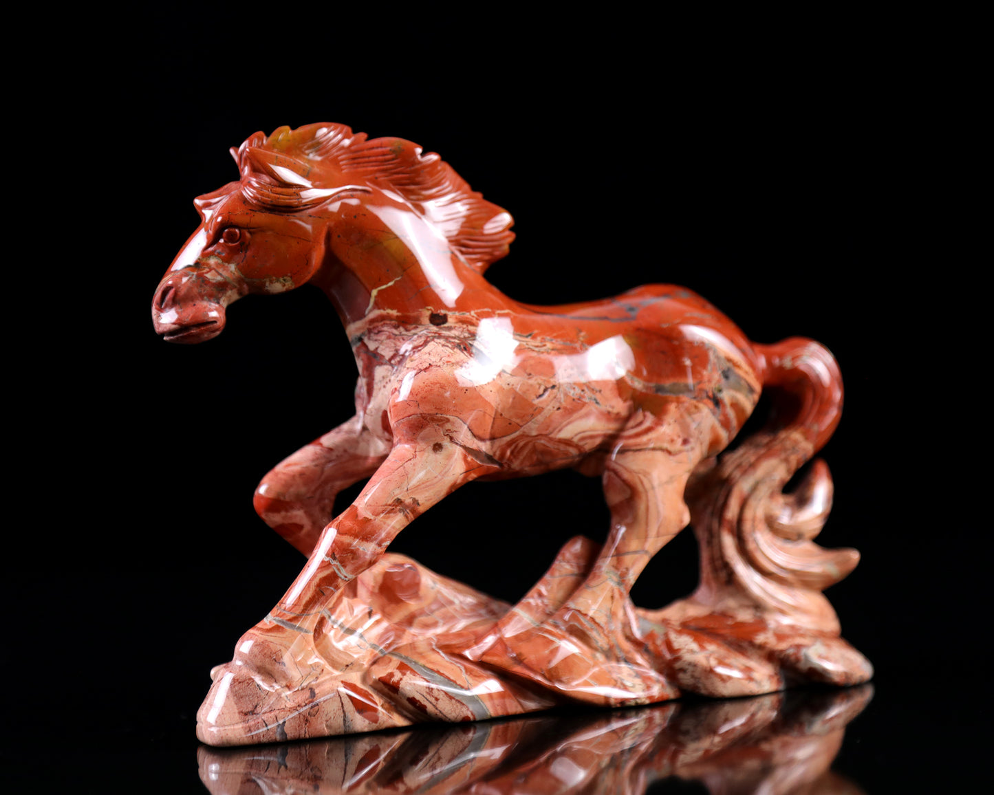 6.5" Red Jasper Hand Carved Crystal Horse Sculpture Crystallumi