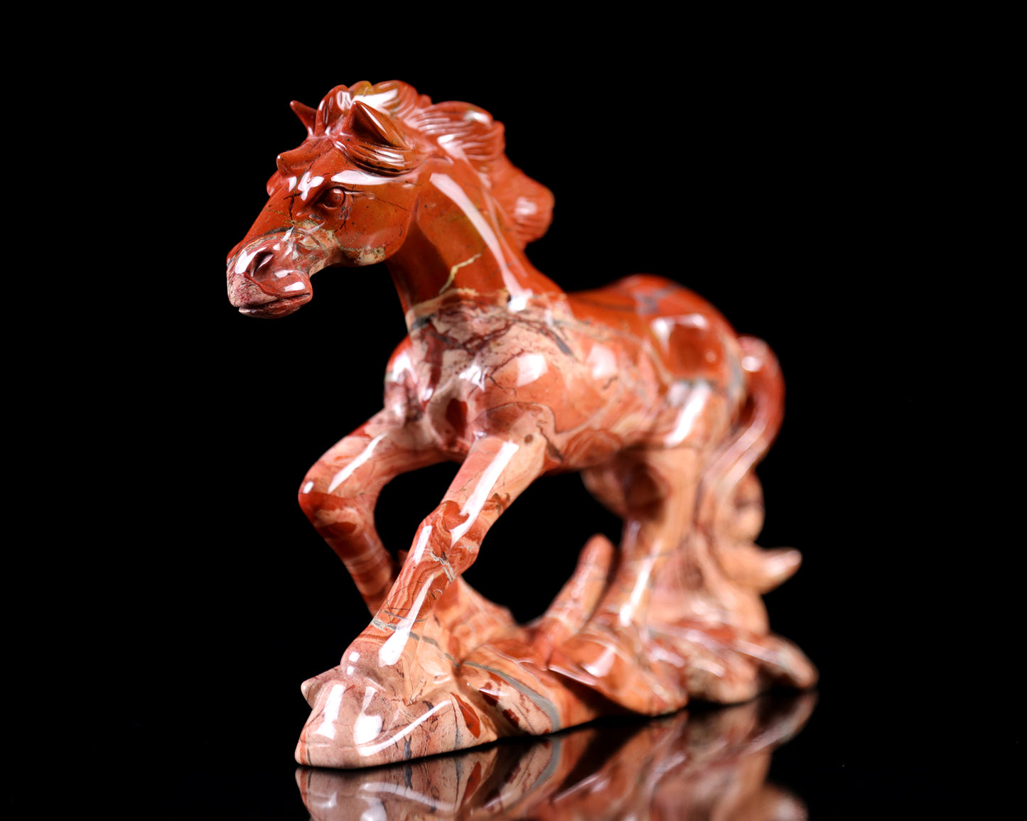 6.5" Red Jasper Hand Carved Crystal Horse Sculpture Crystallumi