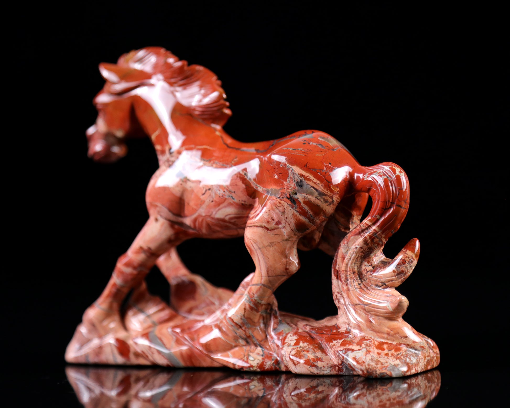 6.5" Red Jasper Hand Carved Crystal Horse Sculpture Crystallumi