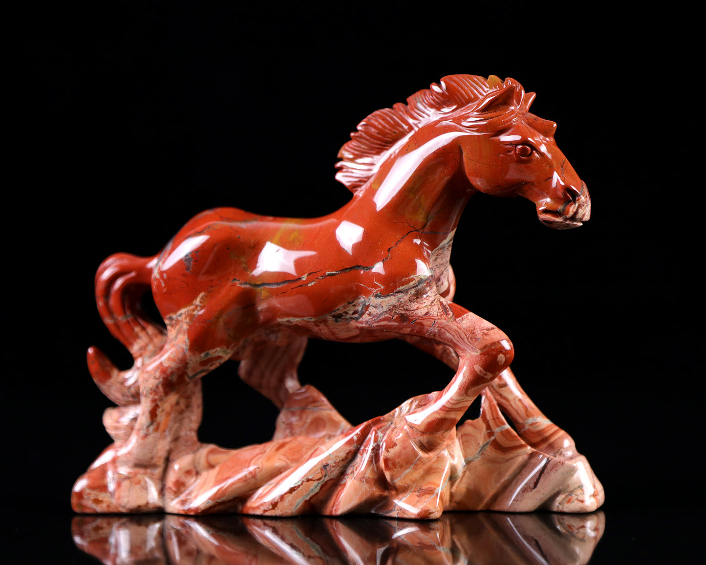 6.5" Red Jasper Hand Carved Crystal Horse Sculpture Crystallumi