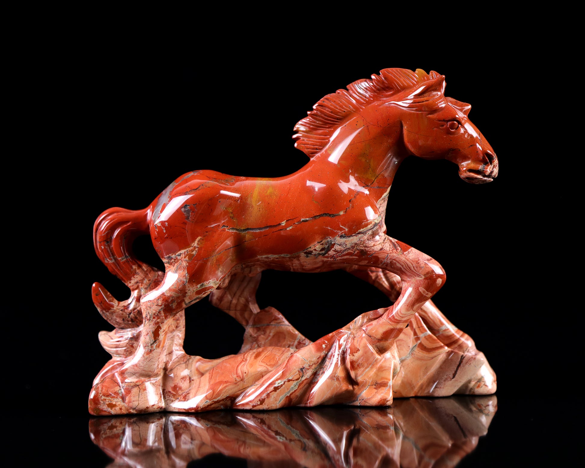 6.5" Red Jasper Hand Carved Crystal Horse Sculpture Crystallumi