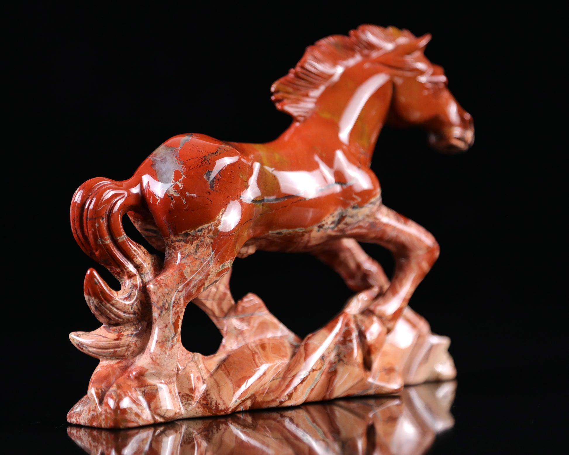 6.5" Red Jasper Hand Carved Crystal Horse Sculpture Crystallumi