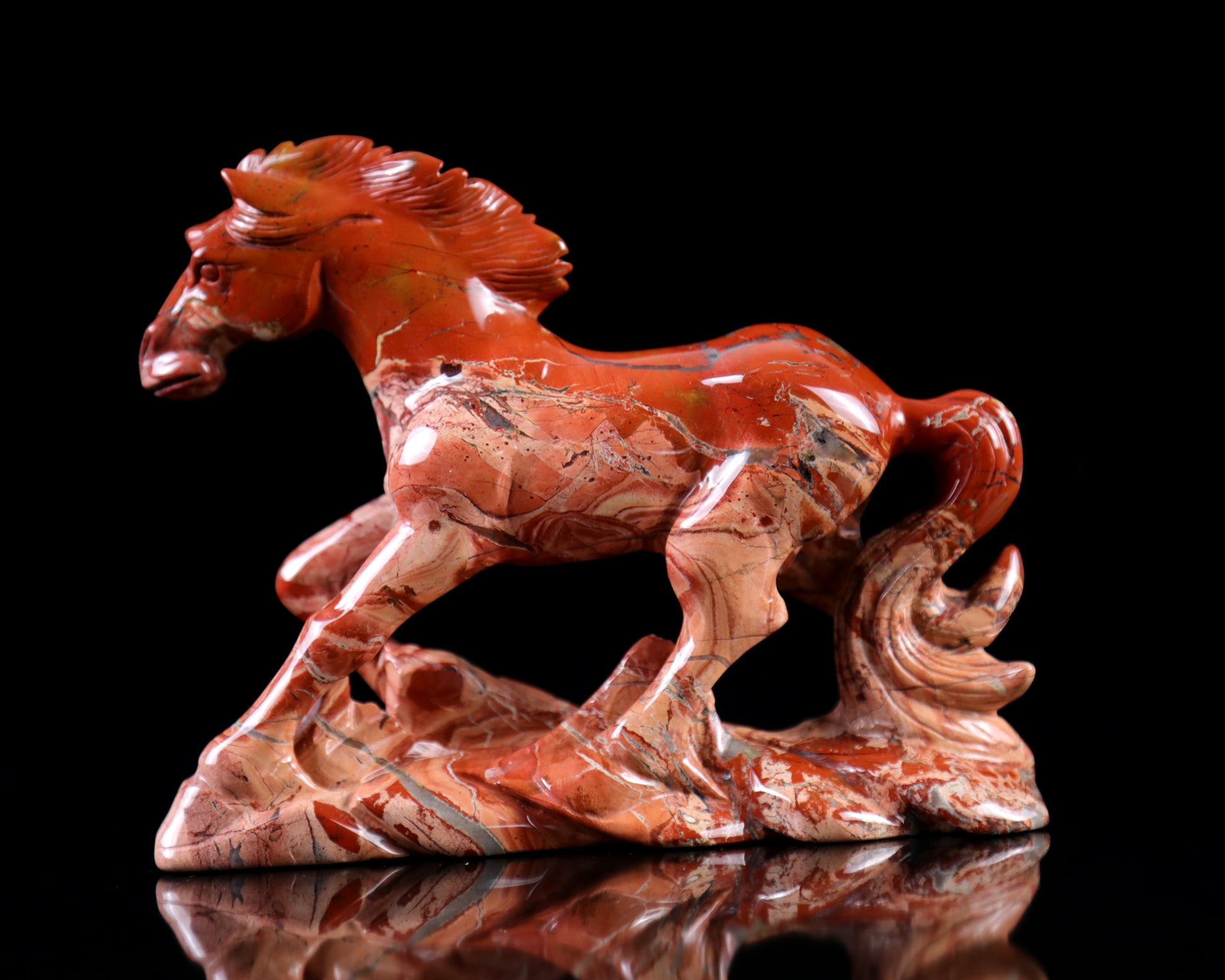 6.5" Red Jasper Hand Carved Crystal Horse Sculpture Crystallumi