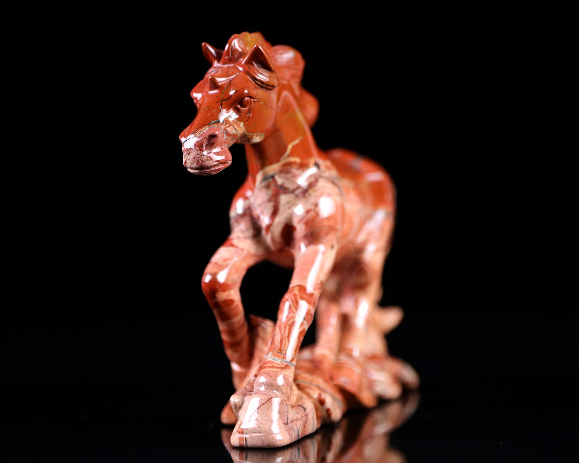 6.5" Red Jasper Hand Carved Crystal Horse Sculpture Crystallumi