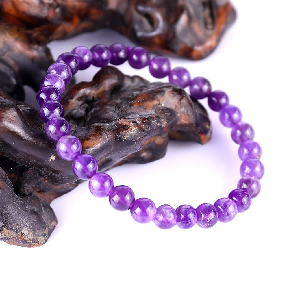 6.5mm Dream Amethyst Hand Carved Crystal Bracelet Crystallumi