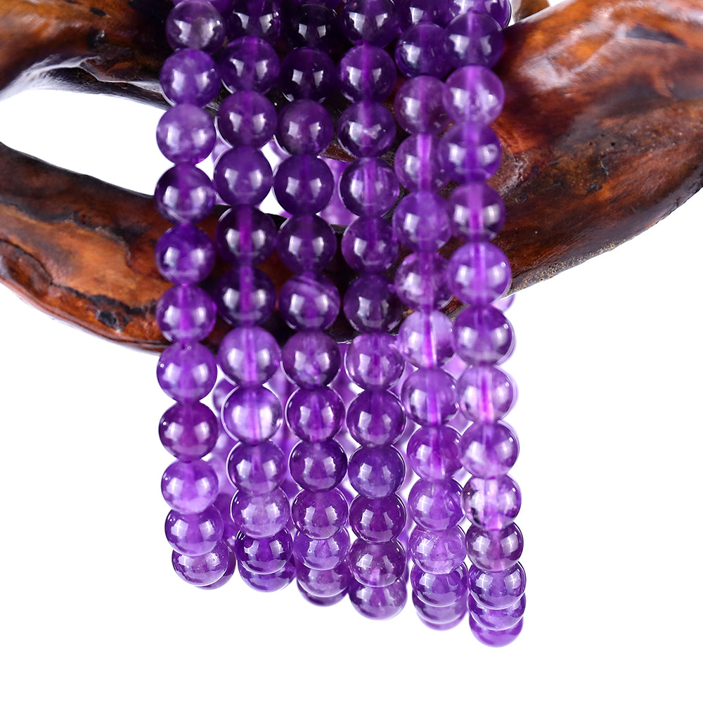 6.5mm Dream Amethyst Hand Carved Crystal Bracelet Crystallumi