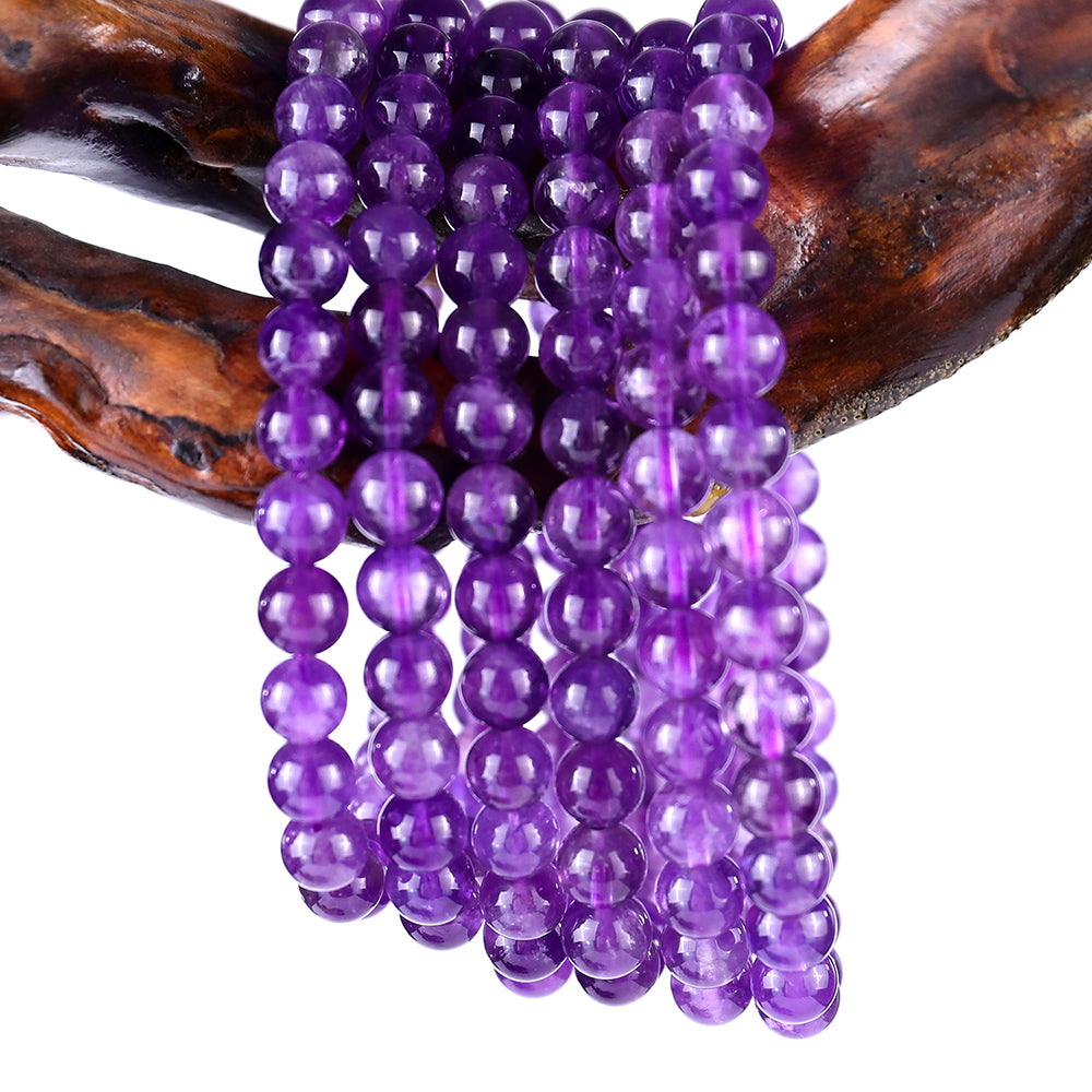 6.5mm Dream Amethyst Hand Carved Crystal Bracelet Crystallumi