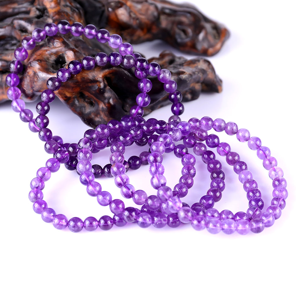 6.5mm Dream Amethyst Hand Carved Crystal Bracelet Crystallumi