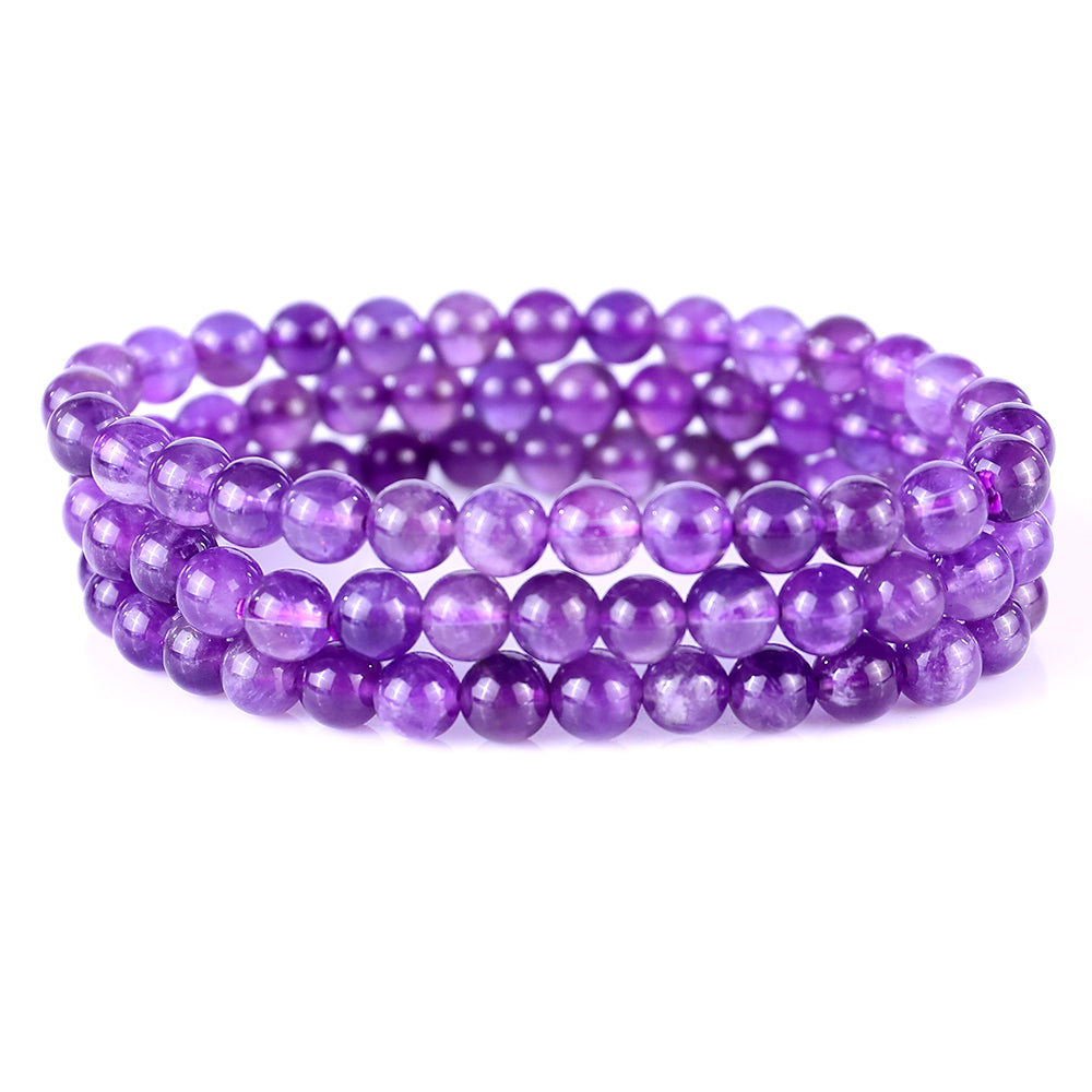 6.5mm Dream Amethyst Hand Carved Crystal Bracelet Crystallumi