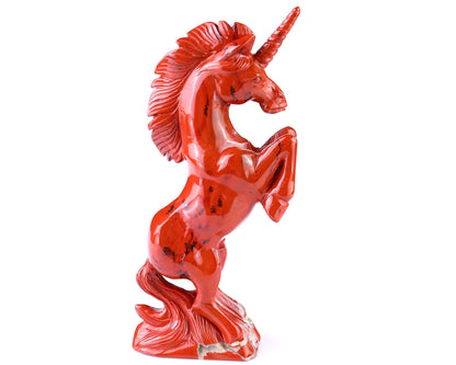 6.6" Red Jasper Hand Carved Crystal Unicorn Sculpture Crystallumi