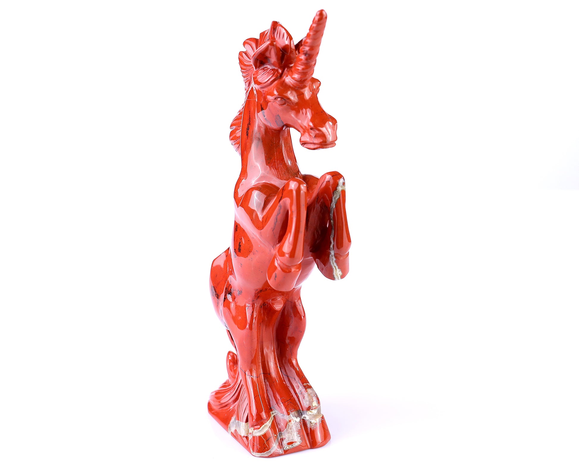 6.6" Red Jasper Hand Carved Crystal Unicorn Sculpture Crystallumi