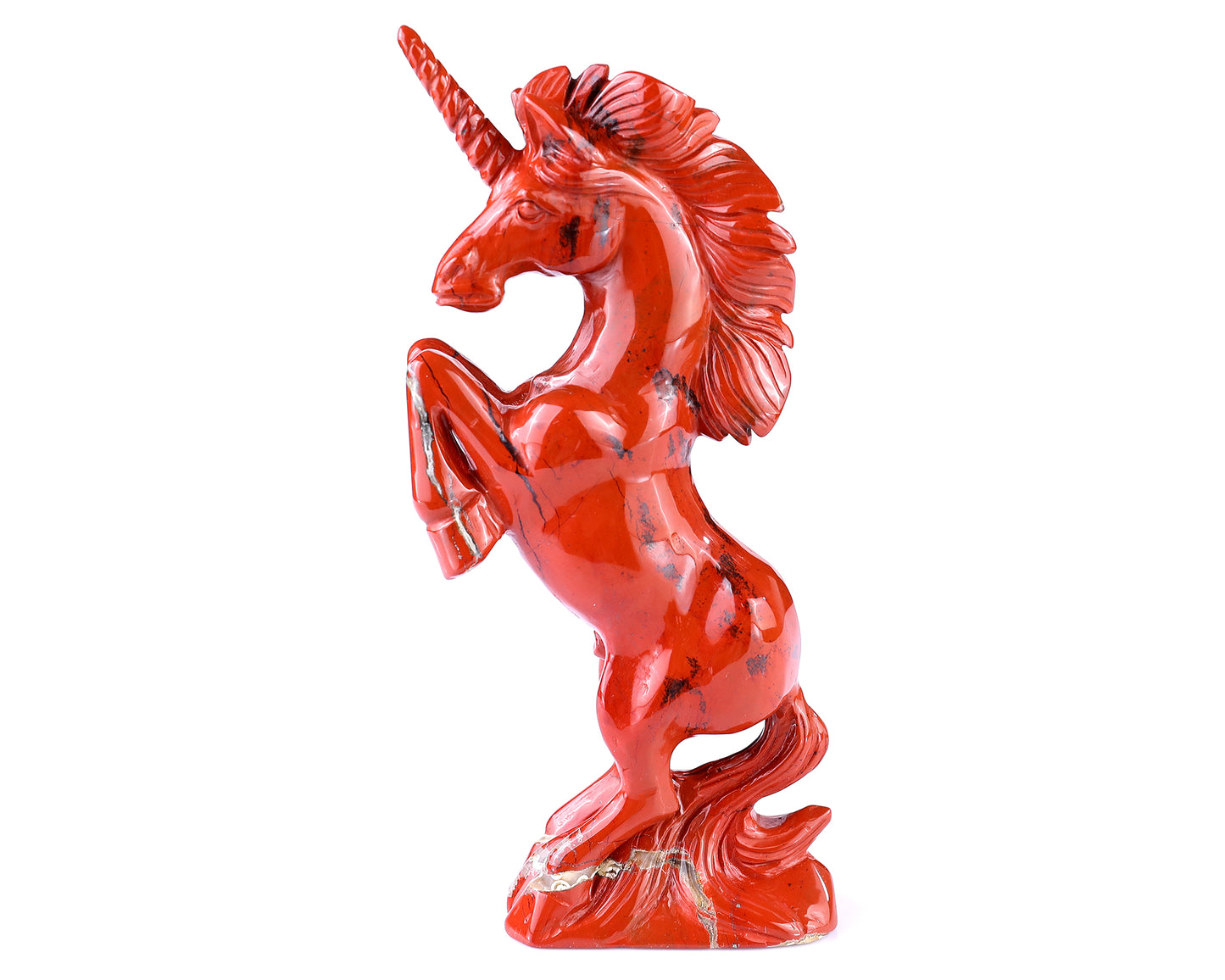 6.6" Red Jasper Hand Carved Crystal Unicorn Sculpture Crystallumi