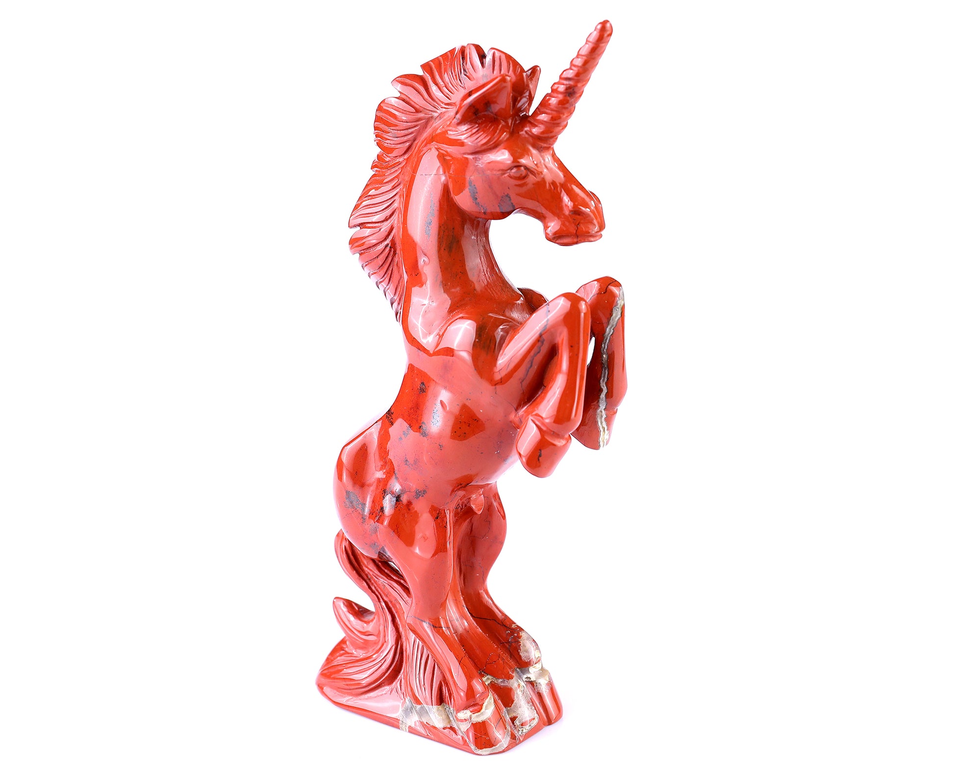 6.6" Red Jasper Hand Carved Crystal Unicorn Sculpture Crystallumi