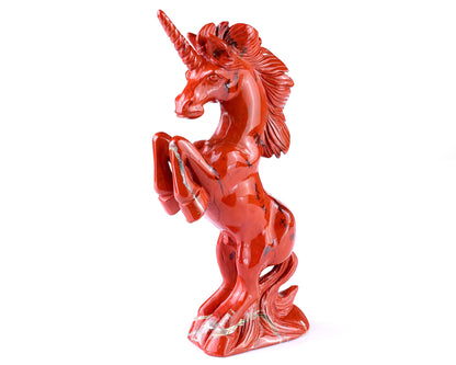 6.6" Red Jasper Hand Carved Crystal Unicorn Sculpture Crystallumi