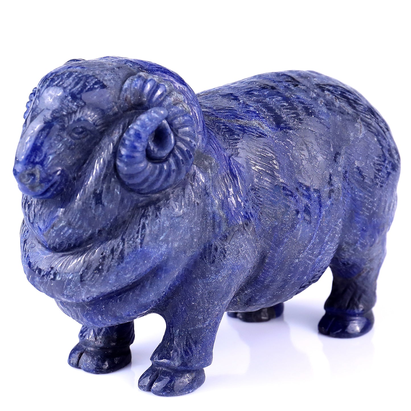 6.7" Blue Aventurine Hand Carved Crystal Sheep Sculpture Crystallumi