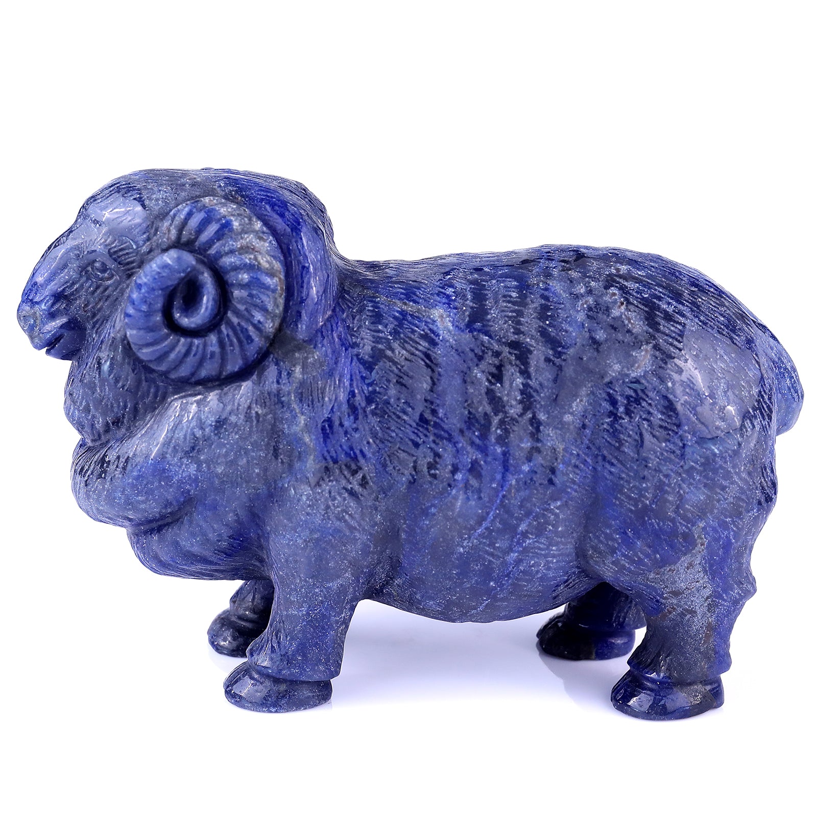 6.7" Blue Aventurine Hand Carved Crystal Sheep Sculpture Crystallumi