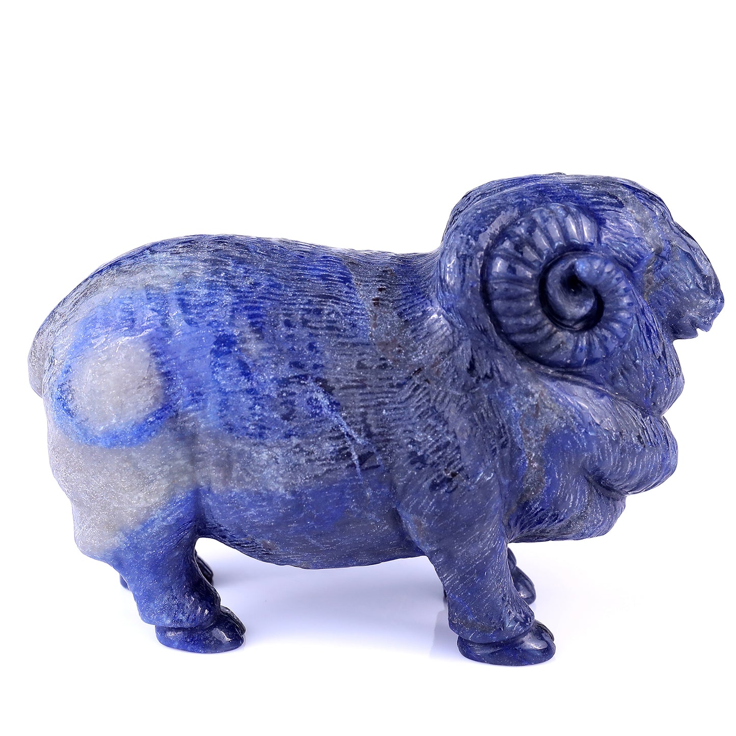 6.7" Blue Aventurine Hand Carved Crystal Sheep Sculpture Crystallumi