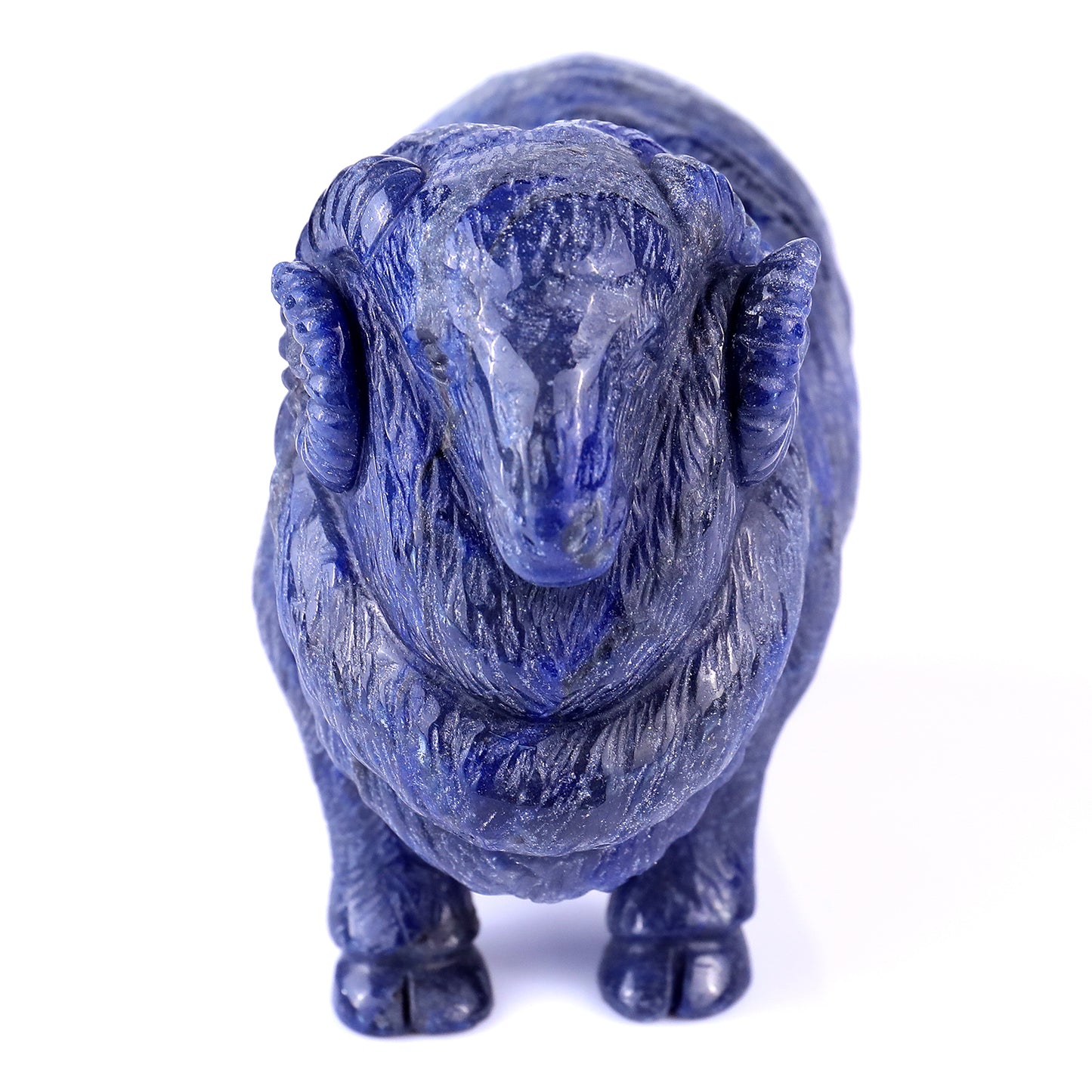 6.7" Blue Aventurine Hand Carved Crystal Sheep Sculpture Crystallumi