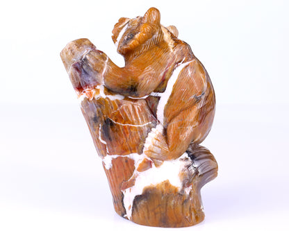 6.7" Chalcedony Hand Carved Crystal Bear Sculpture Crystallumi