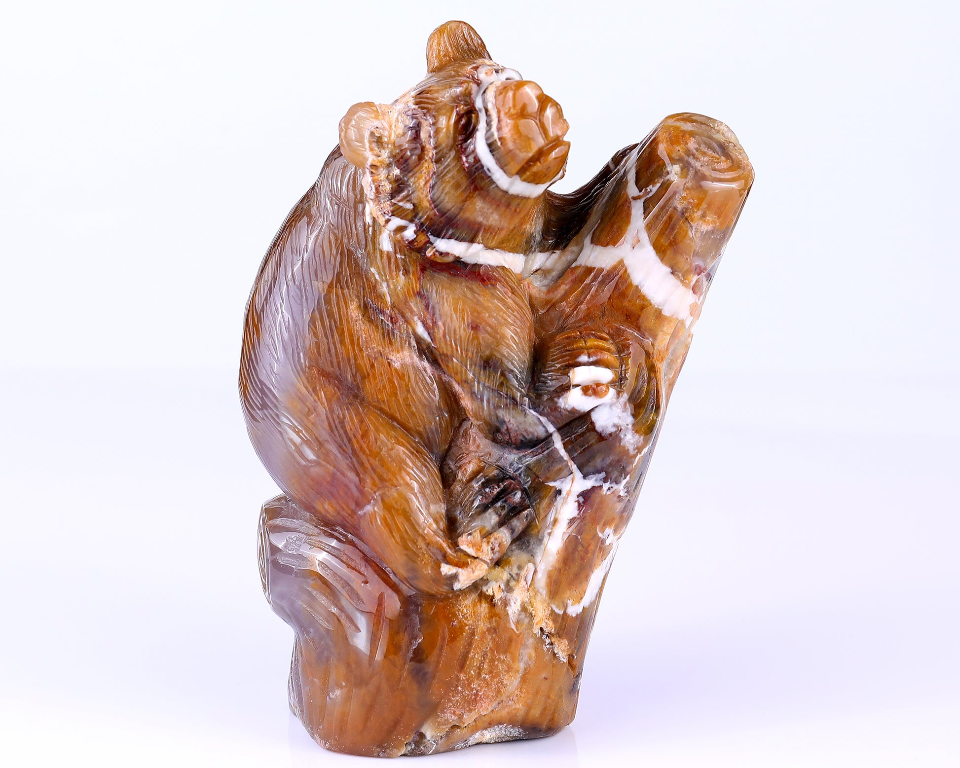 6.7" Chalcedony Hand Carved Crystal Bear Sculpture Crystallumi