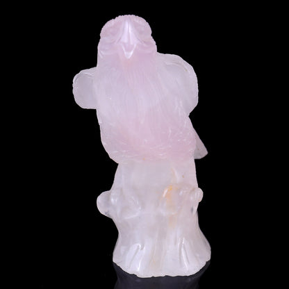 6.7" Rose Quartz Hand Carved Crystal Parrot Sculpture Crystallumi