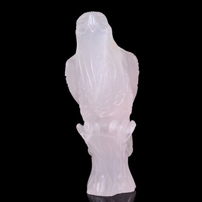 6.7" Rose Quartz Hand Carved Crystal Parrot Sculpture Crystallumi