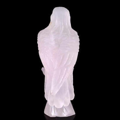 6.7" Rose Quartz Hand Carved Crystal Parrot Sculpture Crystallumi