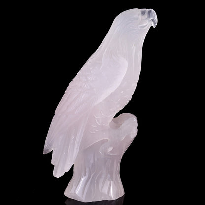 6.7" Rose Quartz Hand Carved Crystal Parrot Sculpture Crystallumi