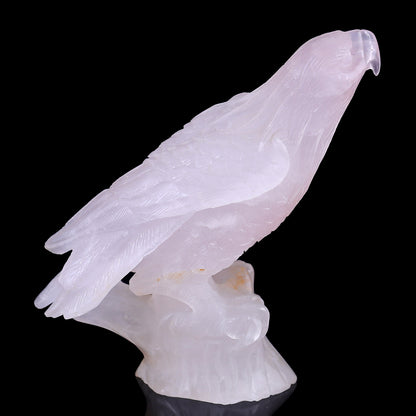 6.7" Rose Quartz Hand Carved Crystal Parrot Sculpture Crystallumi