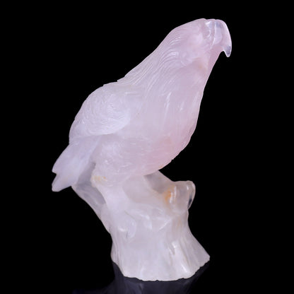 6.7" Rose Quartz Hand Carved Crystal Parrot Sculpture Crystallumi