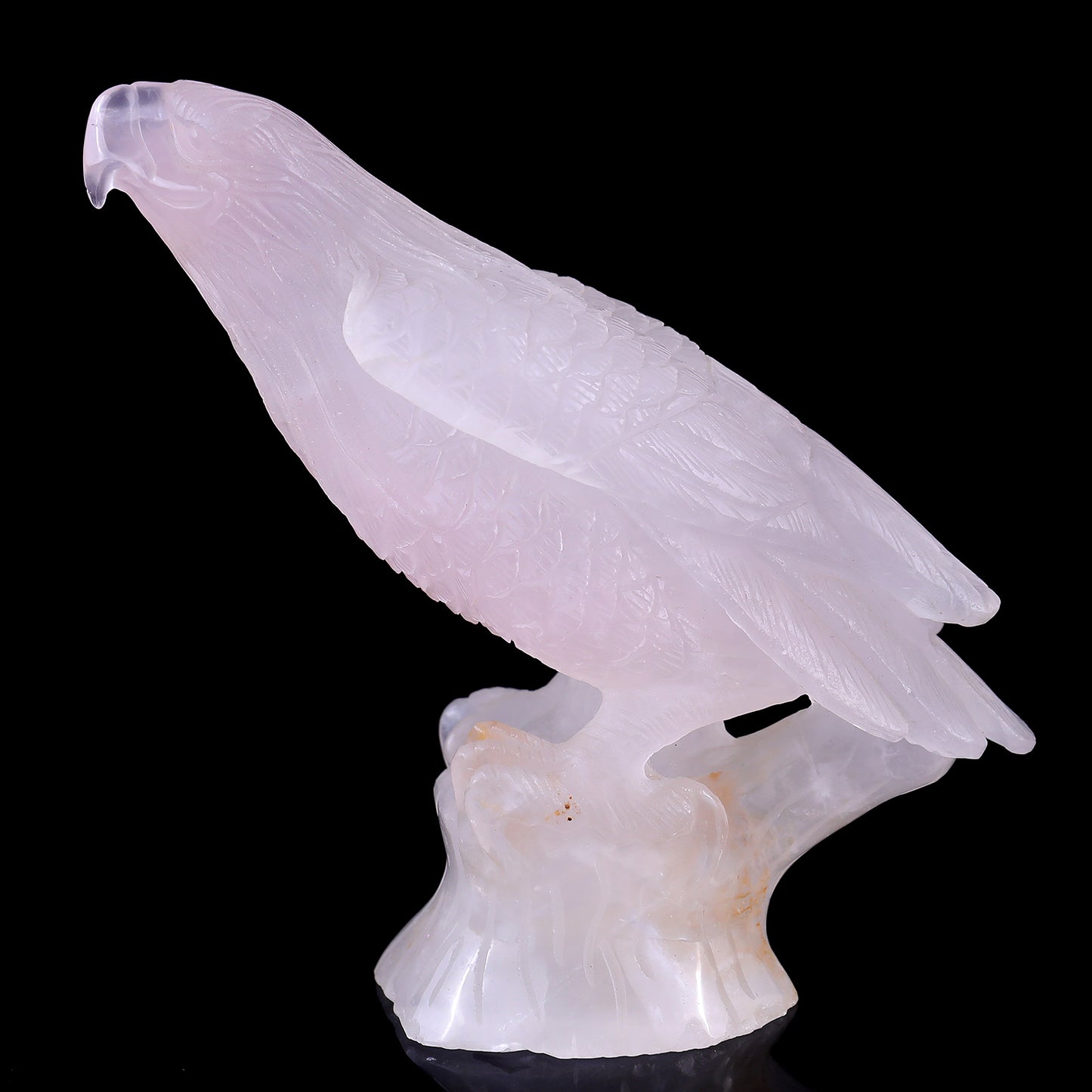 6.7" Rose Quartz Hand Carved Crystal Parrot Sculpture Crystallumi