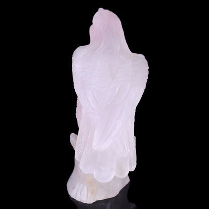 6.7" Rose Quartz Hand Carved Crystal Parrot Sculpture Crystallumi