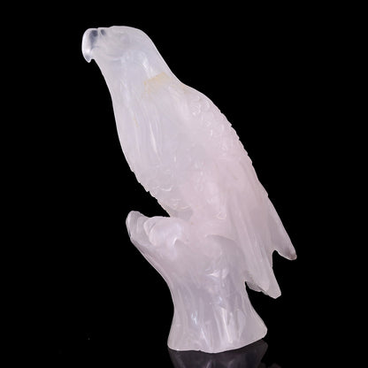 6.7" Rose Quartz Hand Carved Crystal Parrot Sculpture Crystallumi