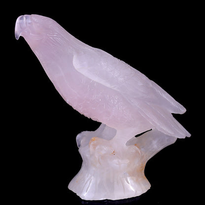 6.7" Rose Quartz Hand Carved Crystal Parrot Sculpture Crystallumi