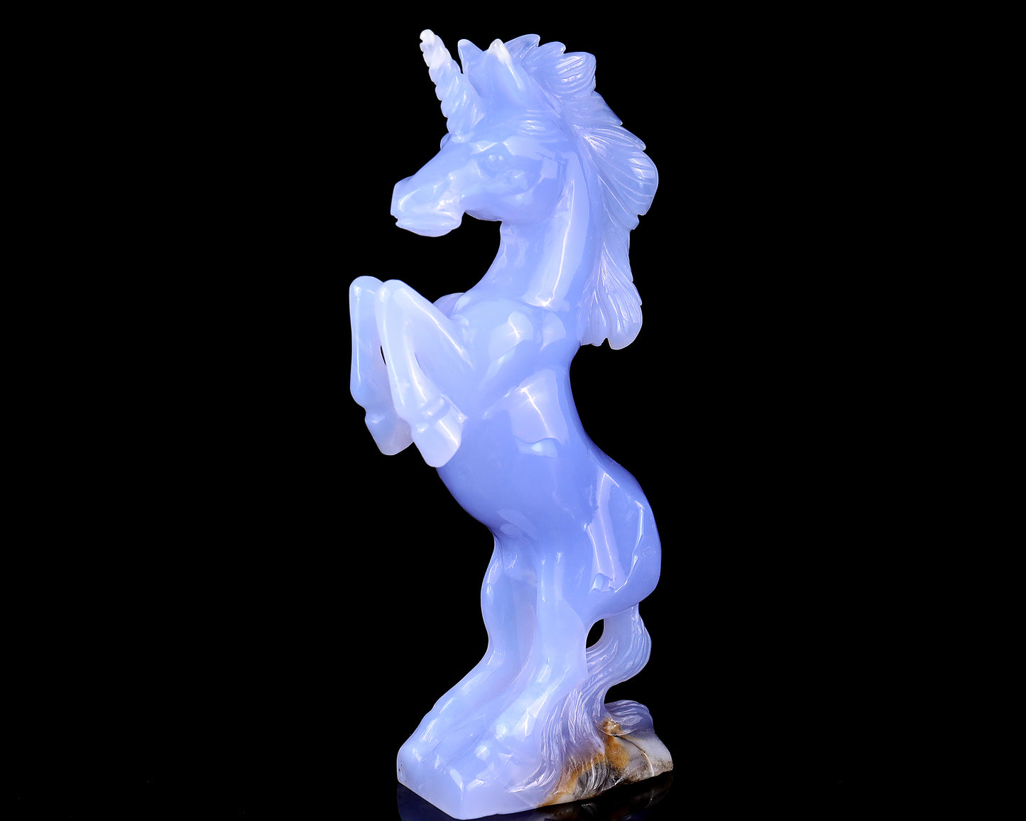 6.8" Blue Chalcedony Hand Carved Crystal Unicorn Sculpture Crystallumi