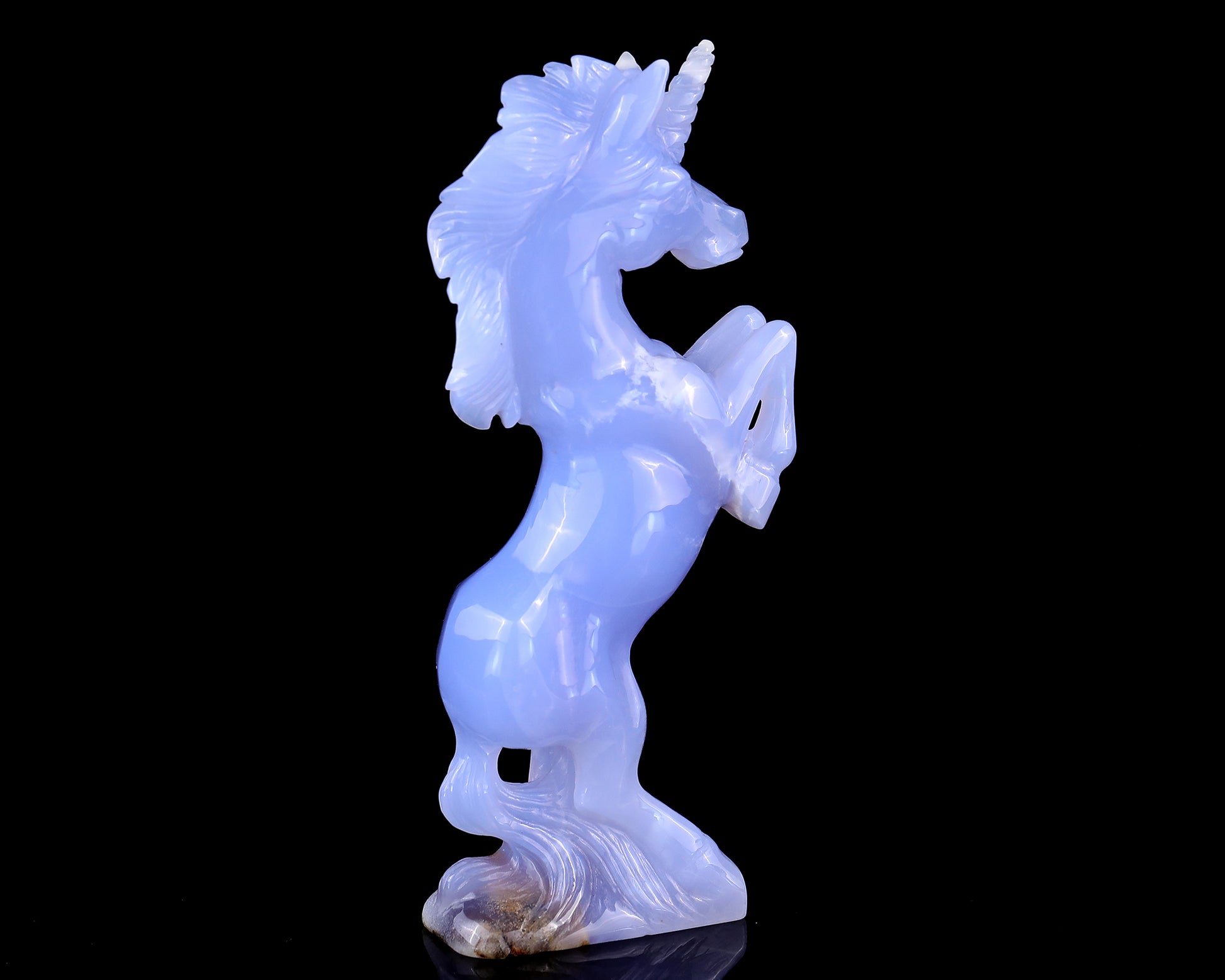 6.8" Blue Chalcedony Hand Carved Crystal Unicorn Sculpture Crystallumi