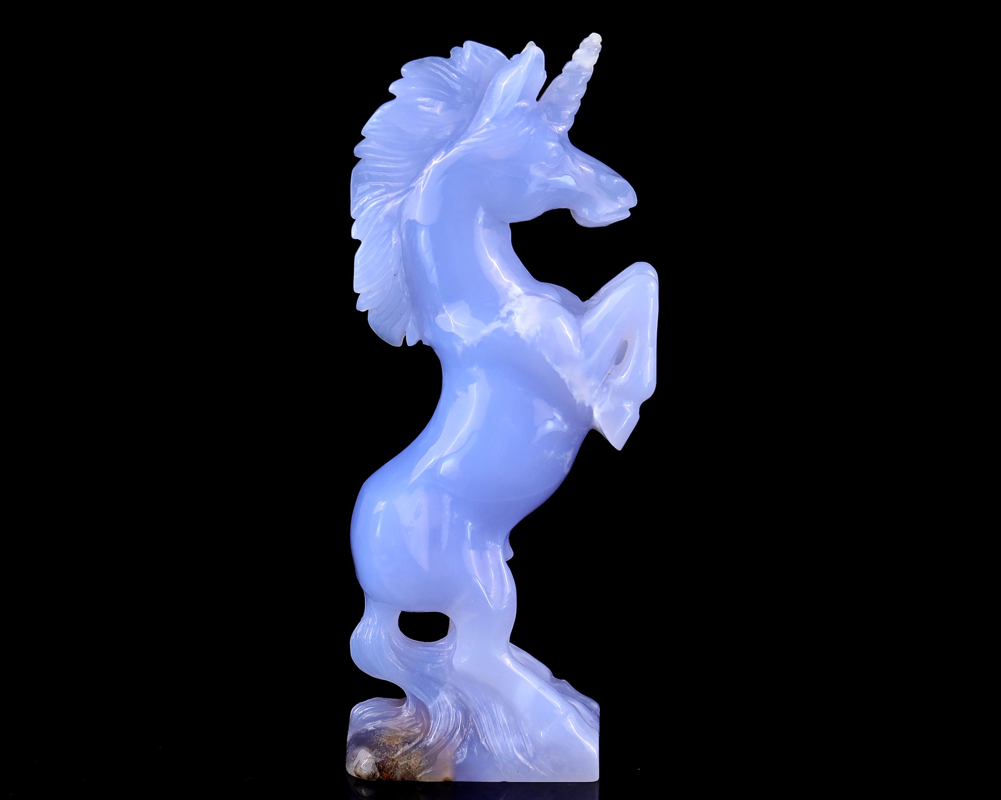 6.8" Blue Chalcedony Hand Carved Crystal Unicorn Sculpture Crystallumi