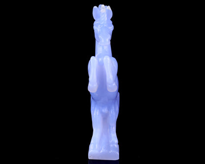 6.8" Blue Chalcedony Hand Carved Crystal Unicorn Sculpture Crystallumi