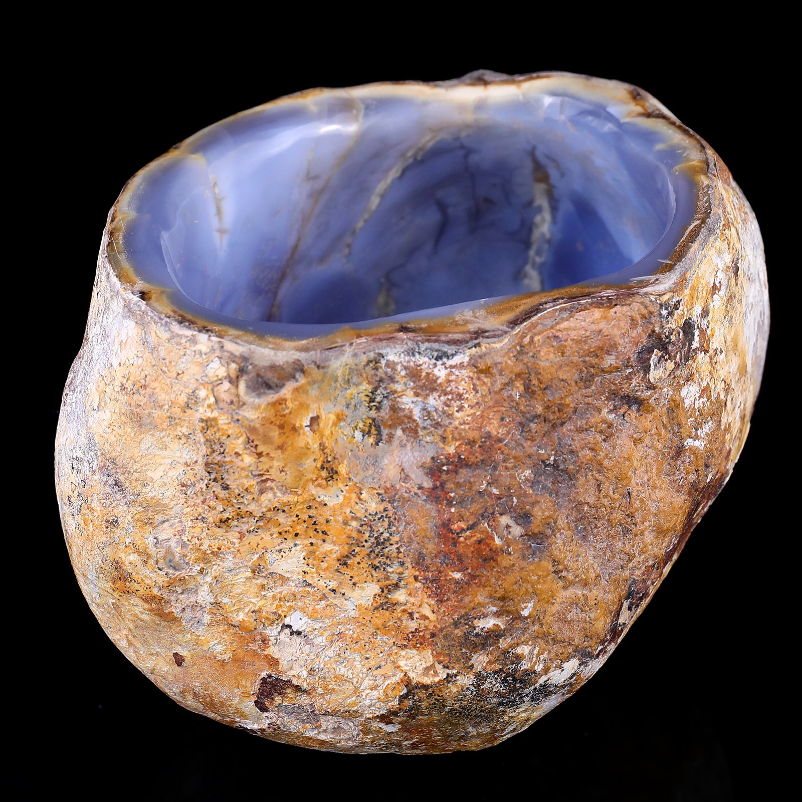 6.9" Blue Chalcedony Hand Carved Crystal Bowl Crystallumi