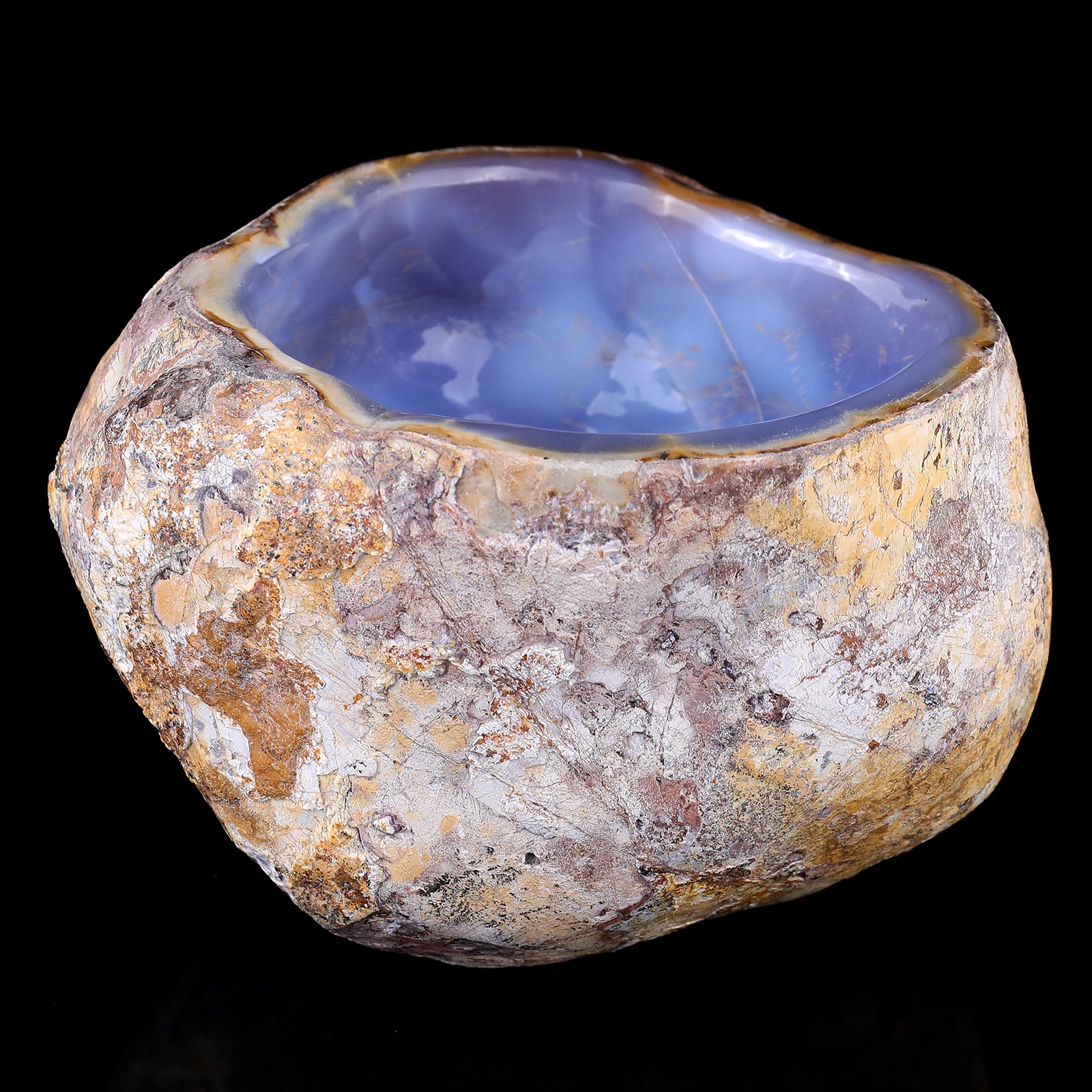 6.9" Blue Chalcedony Hand Carved Crystal Bowl Crystallumi