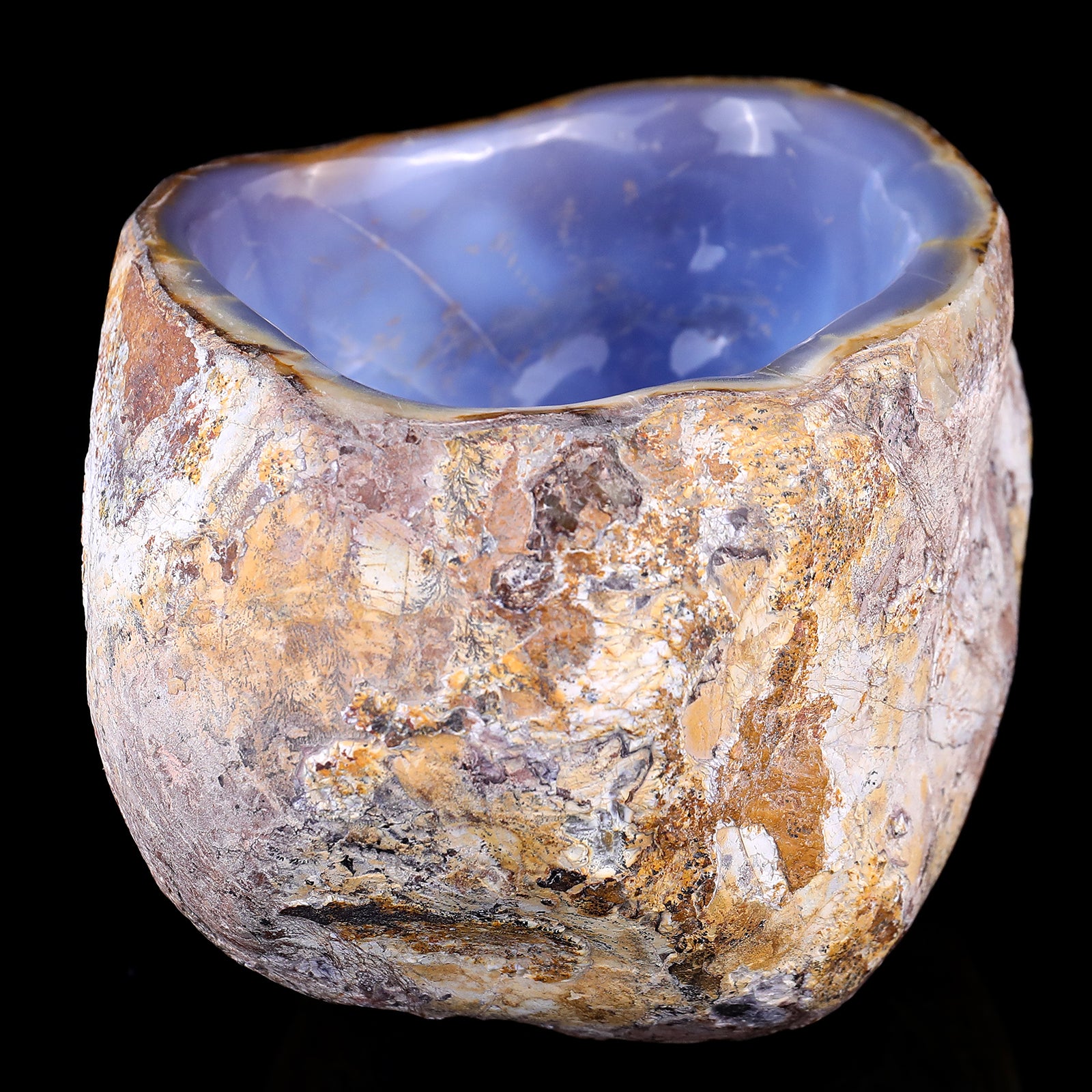 6.9" Blue Chalcedony Hand Carved Crystal Bowl Crystallumi